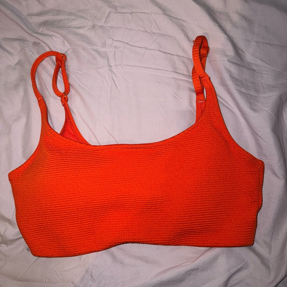Vibrant Orange Ribbed Swimtop